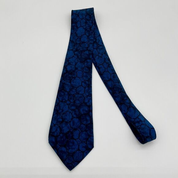 Valentino Cravatte Neck Tie Mens Blue Black Patterned Silk Made in Italy - Picture 2 of 5